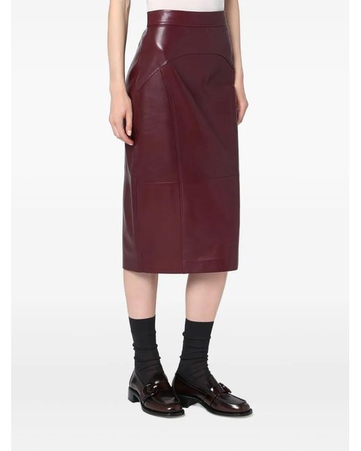 Max Mara Purple Leather Pencil Skirt