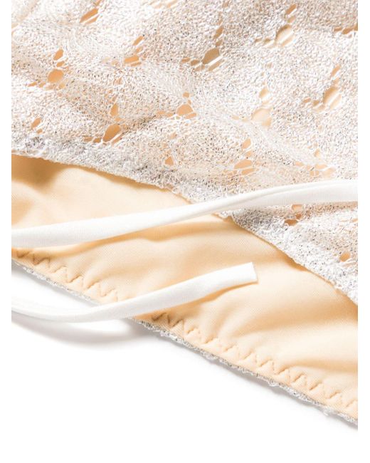 Missoni White Triangel-Bikini aus Lurex mit Spitzenoptik