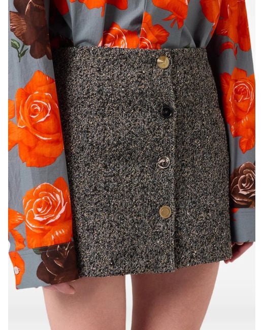 MSGM Gray Button-Down Mini Skirt