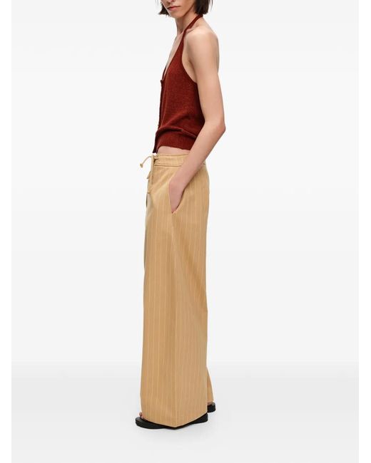 Bimba Y Lola Natural Striped Barrel Trousers