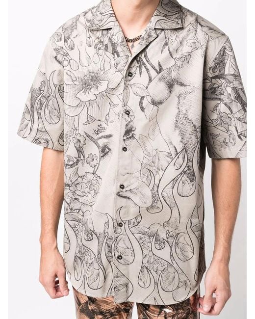 DSquared² Multicolor Artist Print Bowling Shirt for men