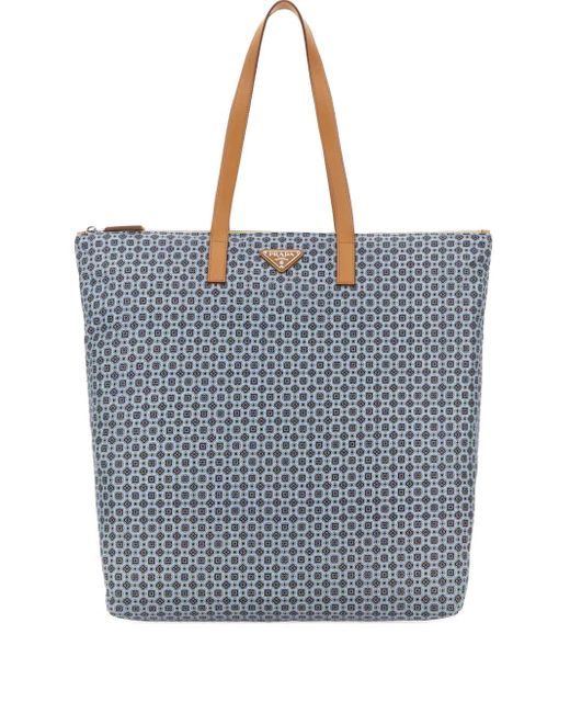 Bolso Shopper Grande Con Motivo Geométrico Prada de hombre de color Blue