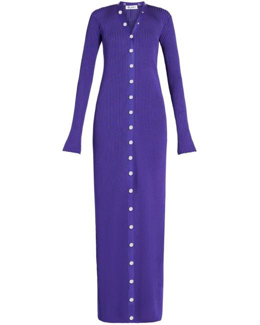 The Attico Purple Ribbed-knit Cardigan Dress