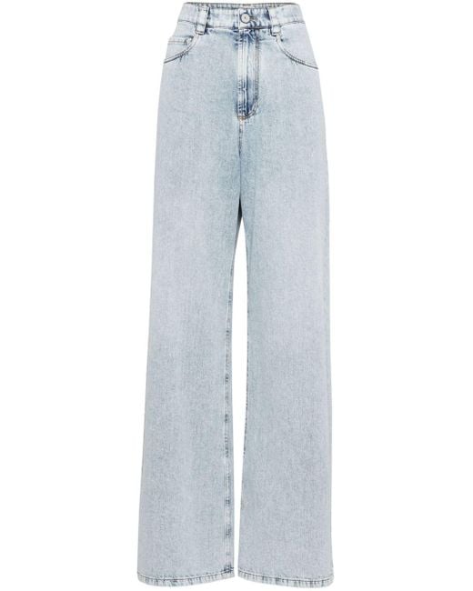 Brunello Cucinelli Blue Weite High-Rise-Jeans