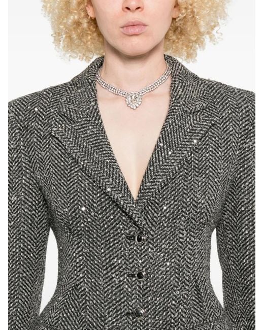 Alessandra Rich スパンコール ツイードコート Gray