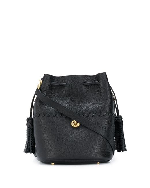 COACH Black Lora Whipstitch-embellished Bucket Bag