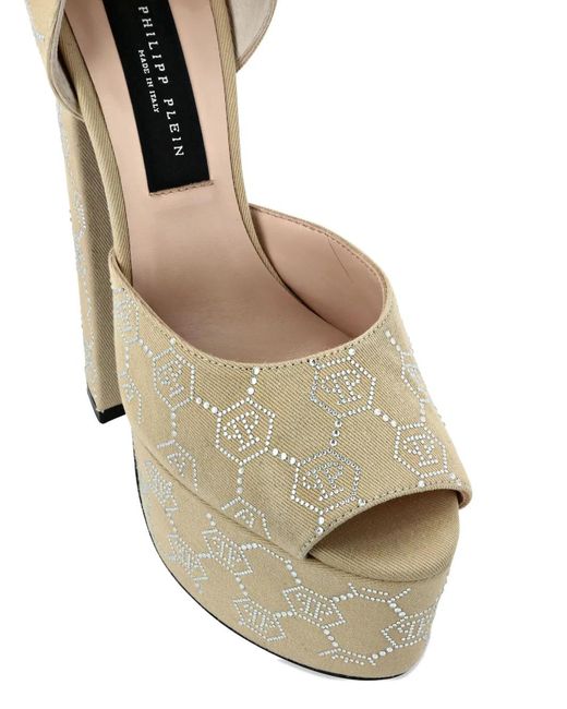 Philipp Plein White Plateau-Sandalen Mit Monogramm