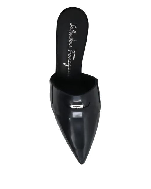 Ferragamo Black Pointed-Toe Sculpted-Heel Mules