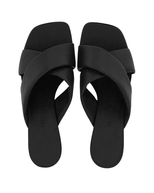 Ferragamo Black Elegant Slip-On Heels With Crossover Design