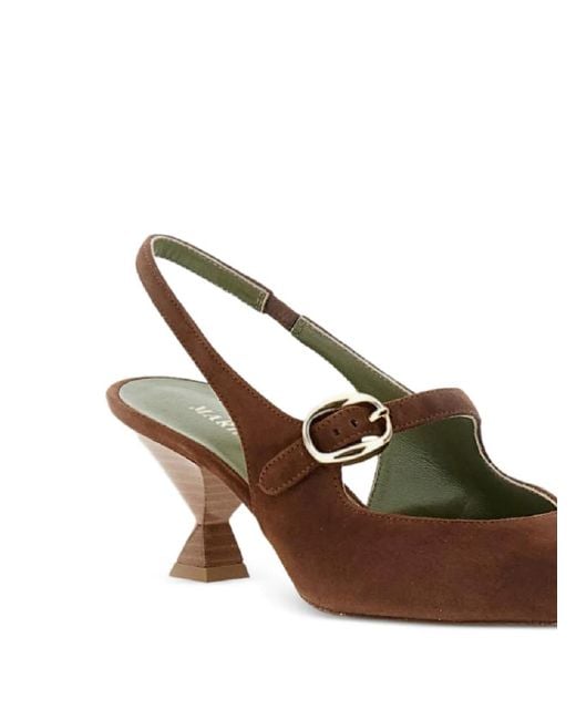 MARIA LUCA Brown Buckle-Slingback Pumps