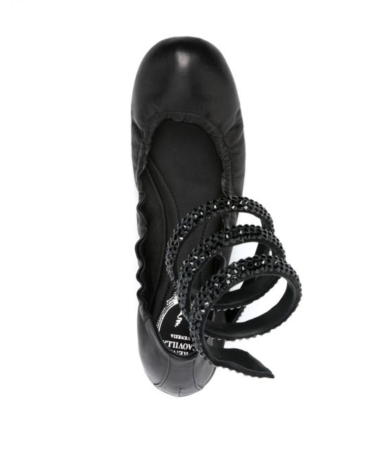 Rene Caovilla Black Cleo Crystal-embellished Ballerina Shoes
