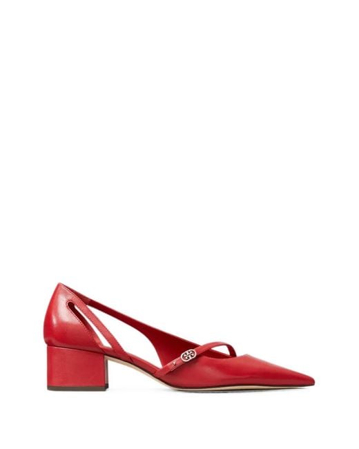 Tory Burch Red Double T Buckle D'Orsay Pumps