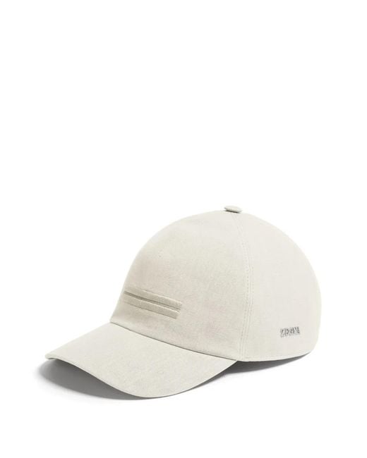Zegna White Oasi Lino Baseball Cap for men