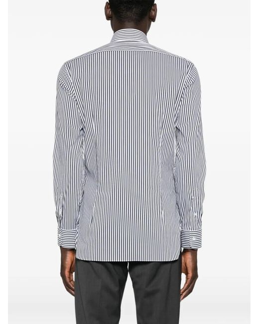 Barba Napoli Gray Striped Shirt for men