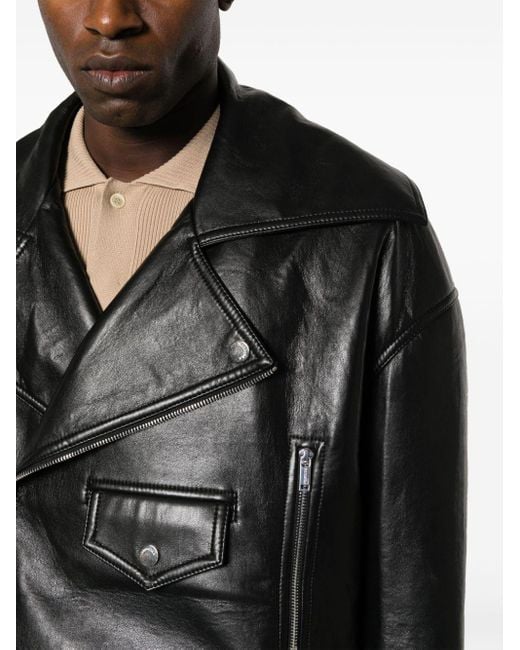 Nanushka Black Ross Convertible Leather Coat for men