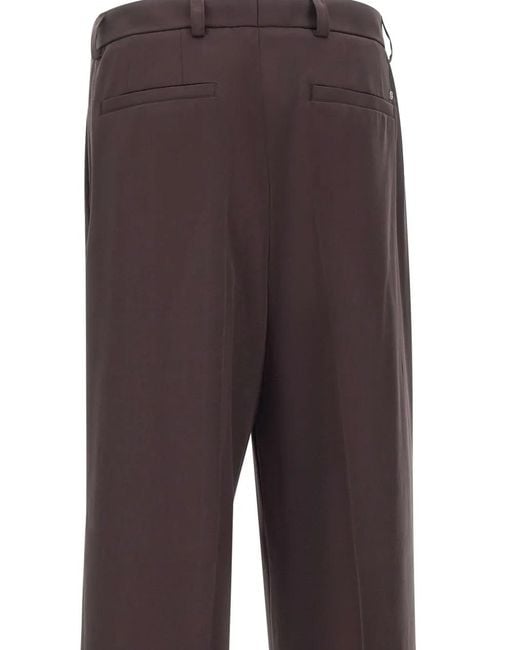 Boss Brown Pleated Twill Trousers for men