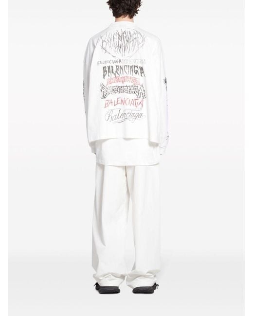 Balenciaga Sweatshirt mit Graffiti-Print in White für Herren