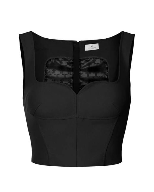Elisabetta Franchi Black Sweetheart-Neckline Top