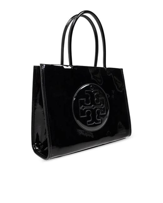 Tory Burch Black Ella Small Shopper Tote
