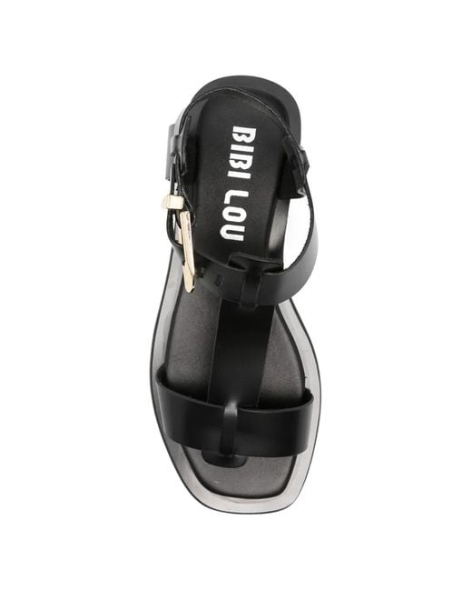 Bibi Lou White Buckle Leather Sandals