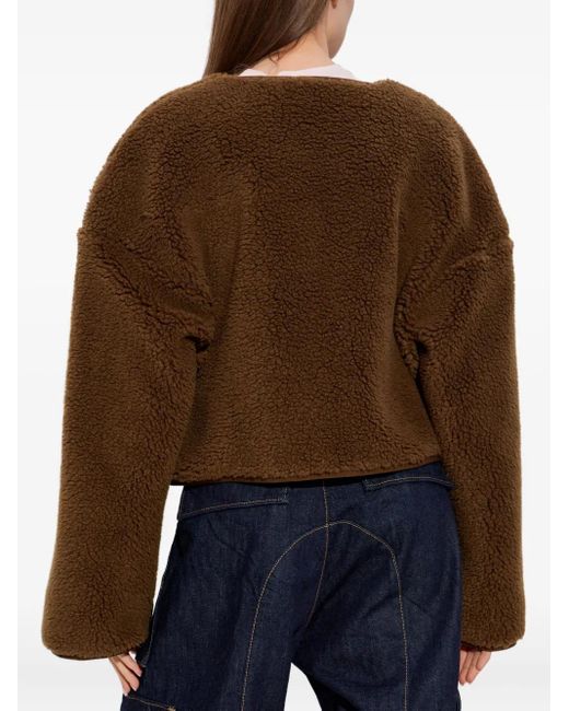 DSquared² Brown Logo-Embroidered Fleece Jacket
