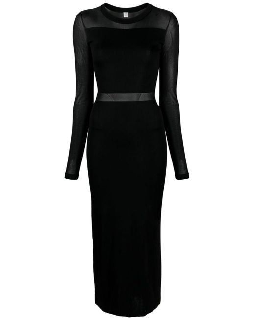 Totême  Black Semi-sheer Fine-knit Dress