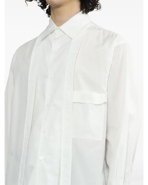 Yohji Yamamoto White Scarf-Detail Cotton Shirt for men