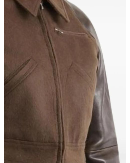 Auralee Brown Pointed-Colar Jacket