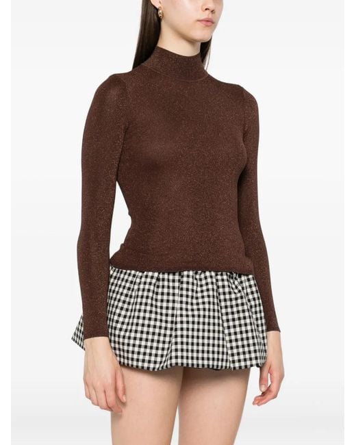 Self-Portrait Brown High-Neck Top