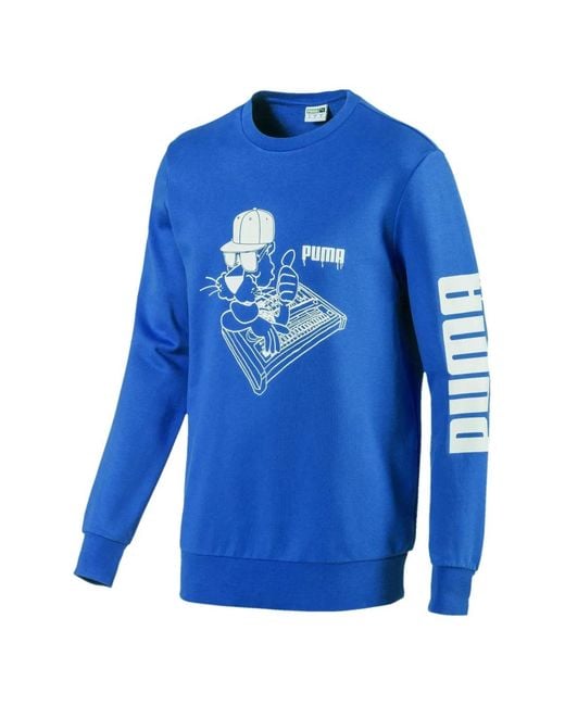 PUMA Blue Crew-Neck Sweatshirt for men