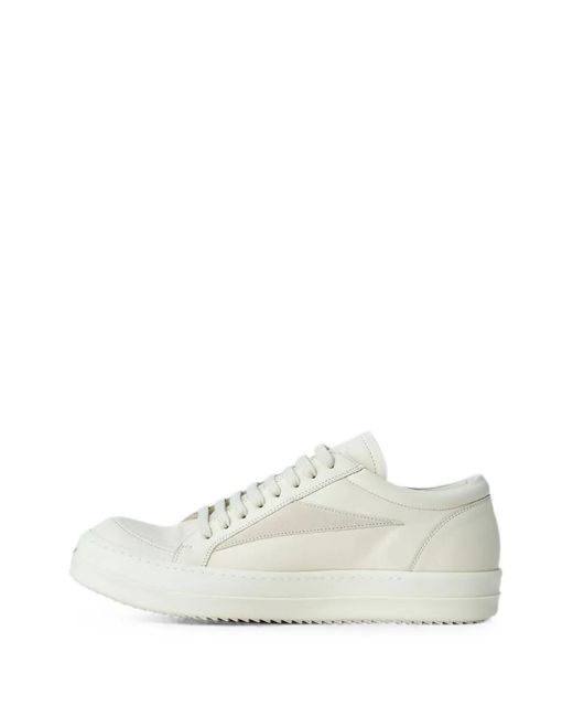 Rick Owens White Retro Lace-Up Leather Sneakers for men