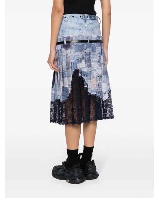 ANDERSSON BELL Blue Panelled Midi Skirt