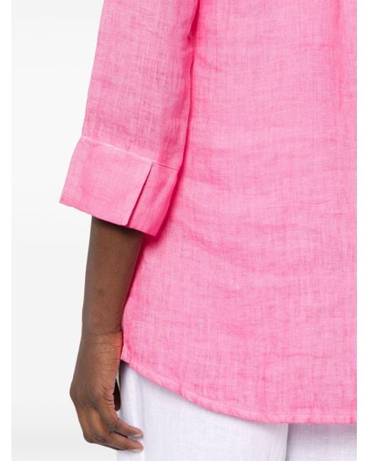 120% Lino Pink Popeline-Hemd aus Leinen