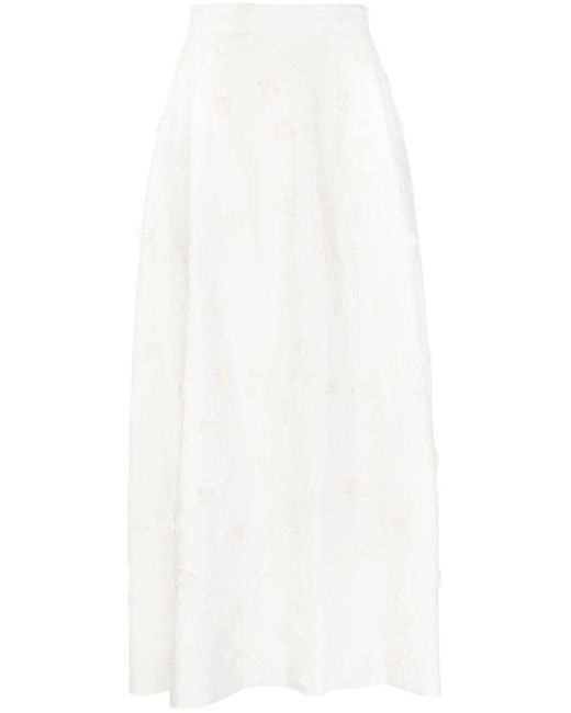 Falda midi bordada Elie Saab de color White