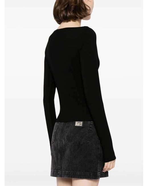 Reformation Black Wiley Boat-Neck Top