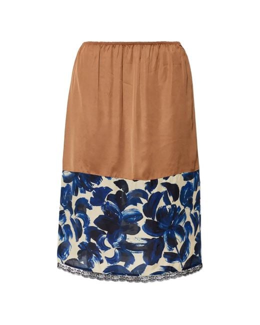 Munthe Blue Jupe Mi-Longue Ninia À Fleurs