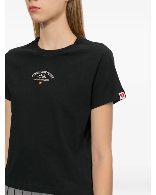 AAPE BY A BATHING AP Black Logo Embroidered T-Shirt