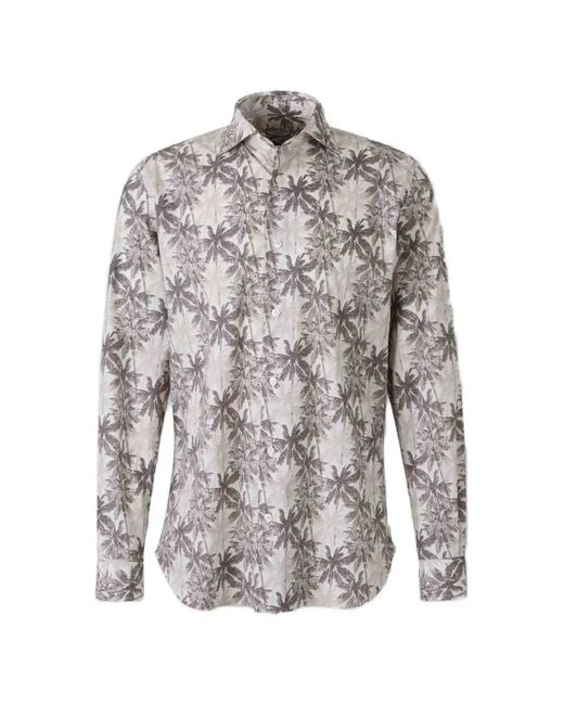 Vincenzo Di Ruggiero Gray Palm-Print Long-Sleeve Shirt for men