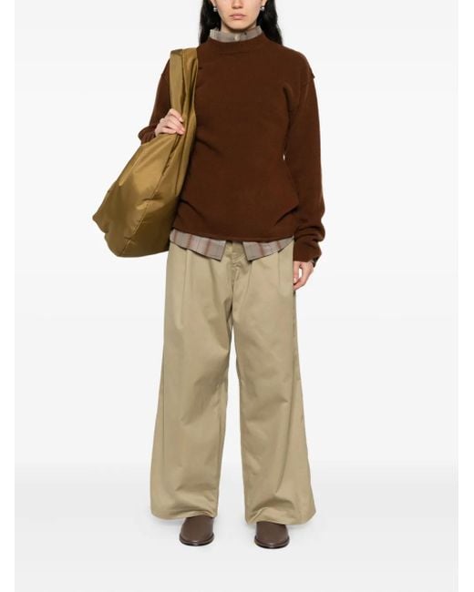 Sofie D'Hoore Brown Round-Neck Wool Sweater