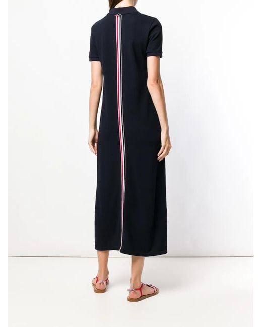 Thom Browne Blue Center-Back Stripe Piqué Polo Dress