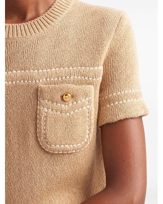 Prada Natural Knitted Cotton Mini Dress