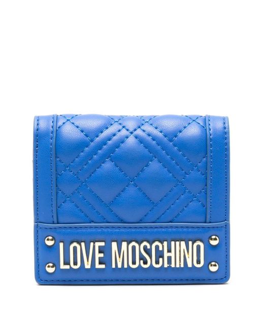 Portafoglio trapuntato con logo di Love Moschino in Blue