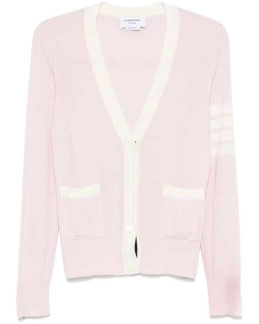 Thom Browne Pink 4 Bar Striped Cardigan