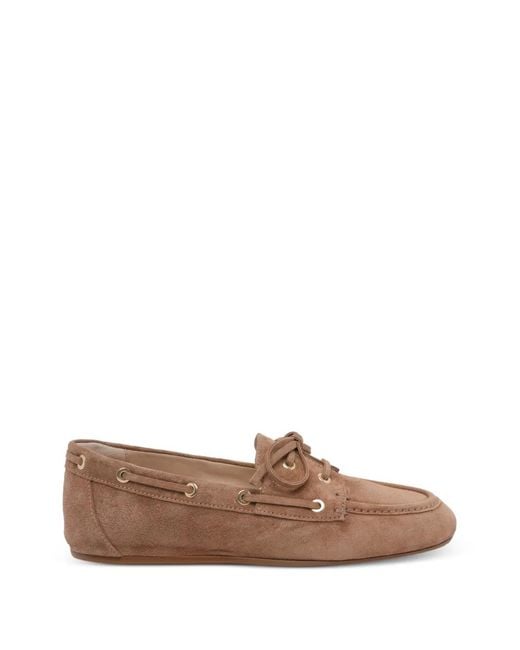 Stuart Weitzman Brown Lace-up suede loafers
