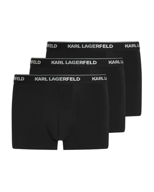 Karl Lagerfeld Black Logo-Waistband Boxers (Pack Of Three) for men