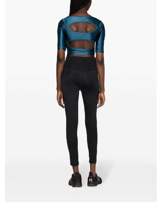 Adidas By Stella McCartney Blue Open-back Cropped Compression Top