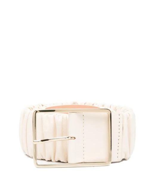 Agl Attilio Giusti Leombruni Natural Mabel Ruched Leather Belt