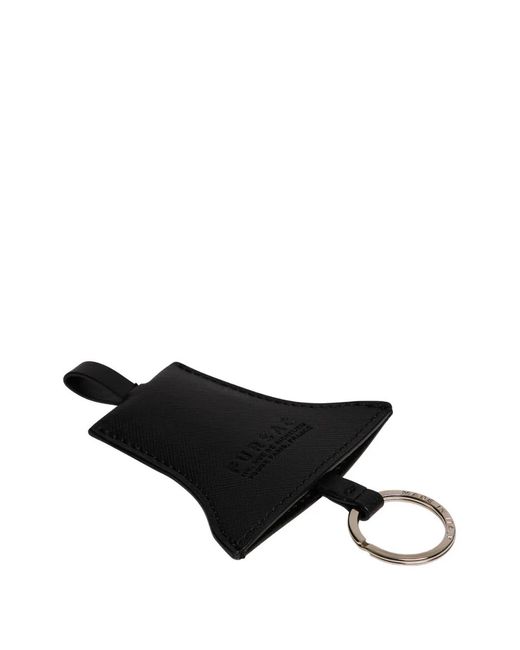Fursac Black Leather Keyring for men