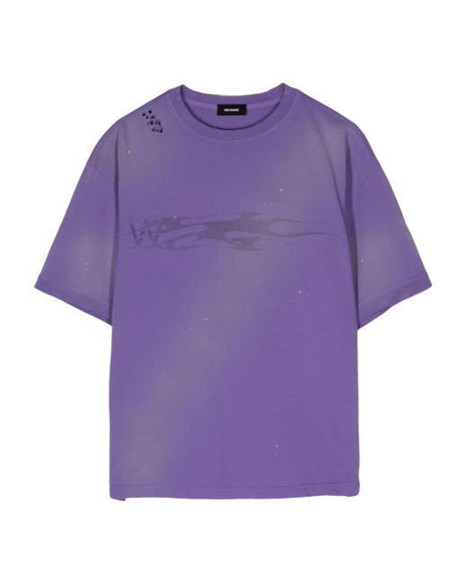 we11done Purple T-Shirt mit grafischem Print