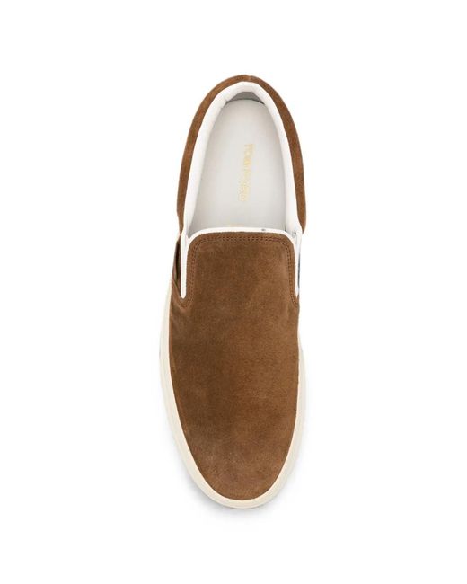 Tom Ford Brown Round-Toe Slip-On Loafers for men